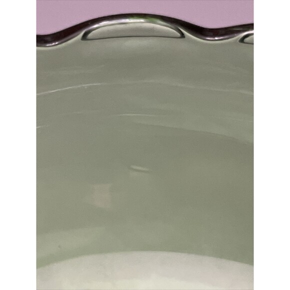 Green Glass Dish Bowl Vintage 50's E.O. Brody CO. M2000 Cleveland Ohio Scalloped - Picture 8 of 8